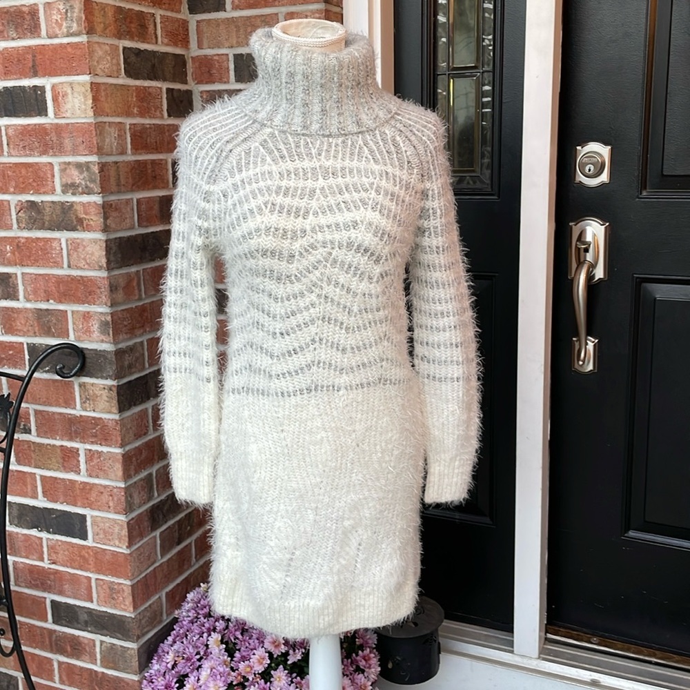 Anthropologie Sleeping On‎ Snow Eyelash Knit Turtleneck Sweater Dress